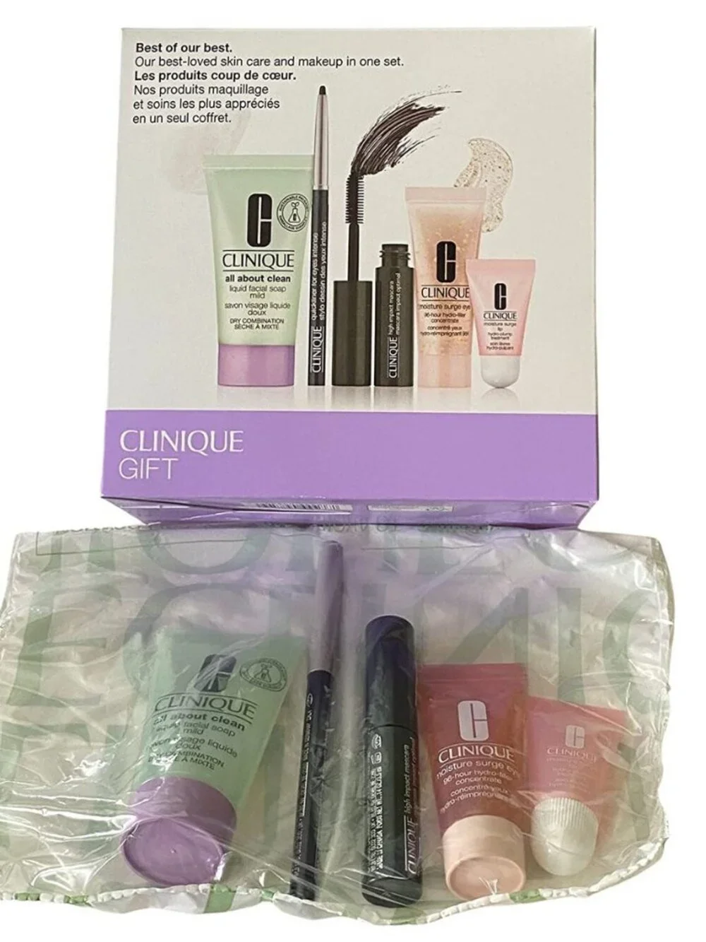 NWT Clinique Best of the Best 5-Piece Mini Skincare & Makeup Gift Set